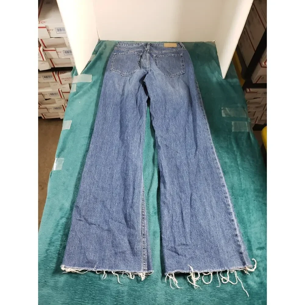 Aeropostale Jeans Size 6 Womens Blue Cotton Pants Fray Hem High Rise Wide Leg - Picture 10 of 13